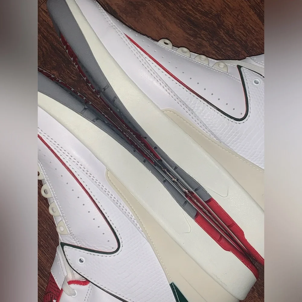 Jordan Men’s White Red Green Leather Sneakers